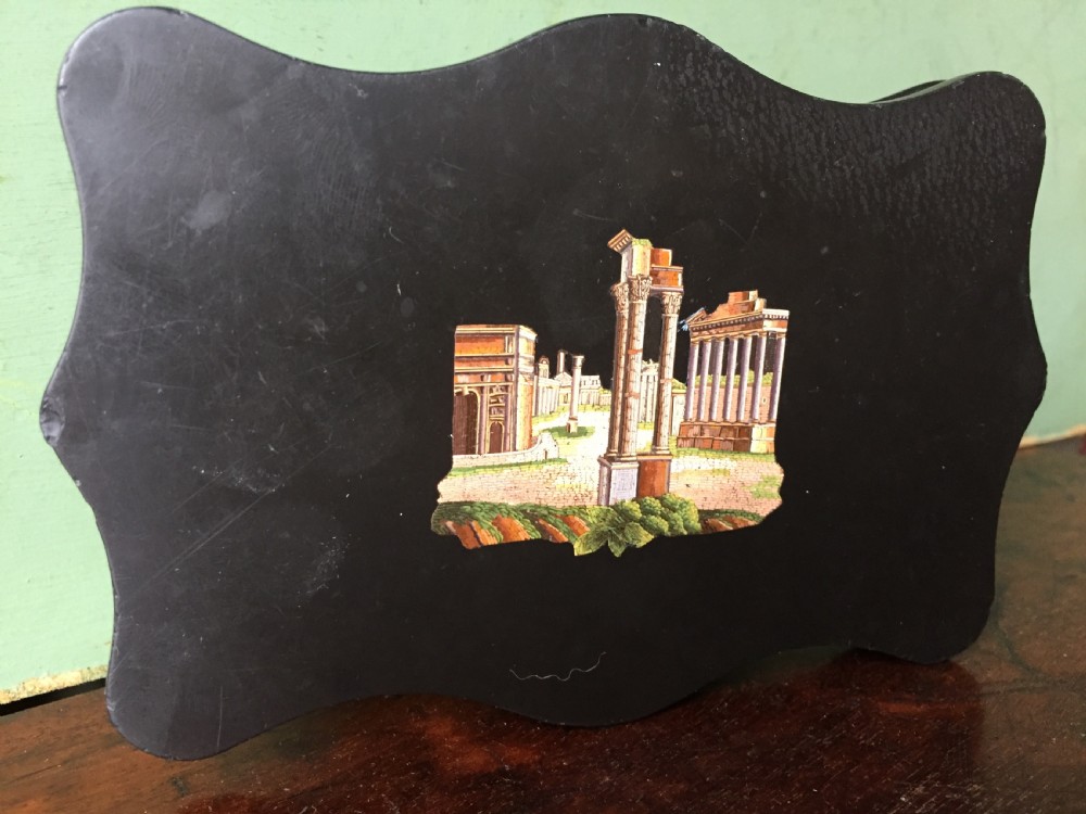 Fine late C19th Italian 'Grand Tour' souvenir marble paperweight with micro-mosaic panel . View IX