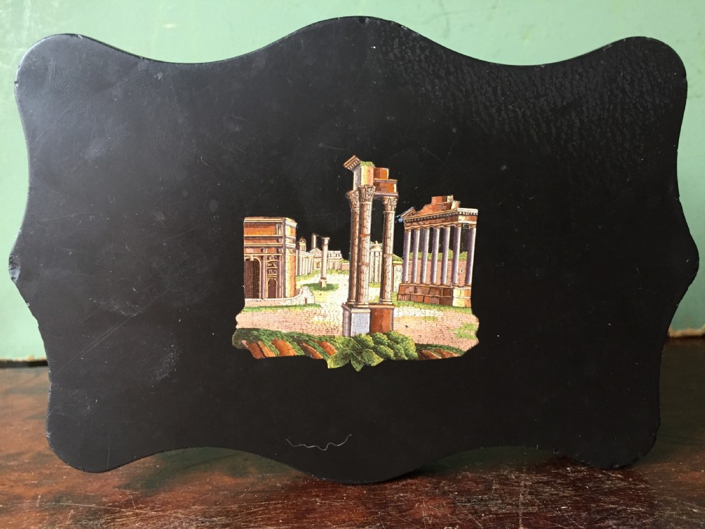 Fine late C19th Italian 'Grand Tour' souvenir marble paperweight with micro-mosaic panel . View X