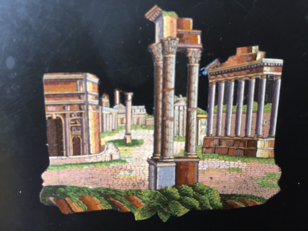 Fine late C19th Italian 'Grand Tour' souvenir marble paperweight with micro-mosaic panel . View XI