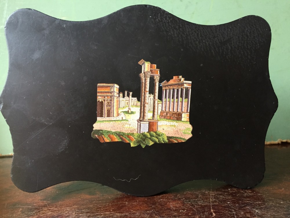 Fine late C19th Italian 'Grand Tour' souvenir marble paperweight with micro-mosaic panel . View XIII
