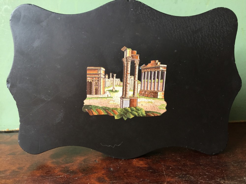 Fine late C19th Italian 'Grand Tour' souvenir marble paperweight with micro-mosaic panel . View XV