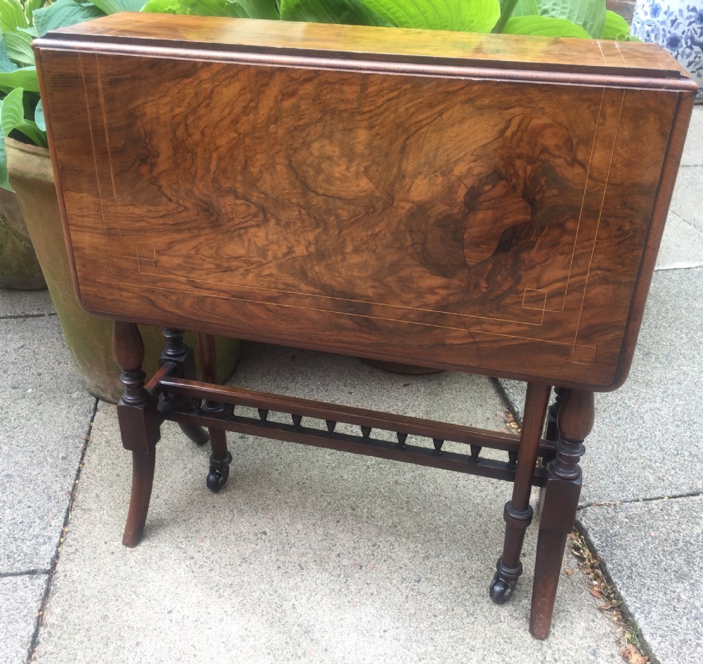 C19th Victorian period  miniature walnut drop-leaf 'Sutherland' table. View III