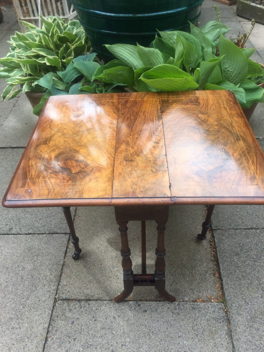 C19th Victorian period  miniature walnut drop-leaf 'Sutherland' table. View IV