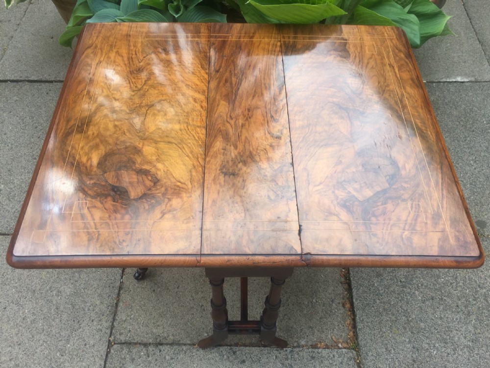 C19th Victorian period  miniature walnut drop-leaf 'Sutherland' table. View V