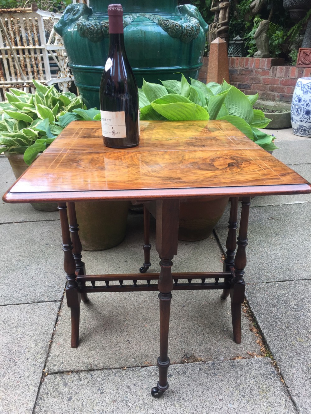 C19th Victorian period  miniature walnut drop-leaf 'Sutherland' table. View XI