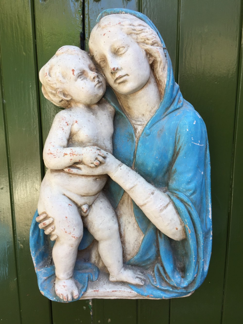 Interesting early C20th Italian decorated terracotta study of The Madonna and child .
