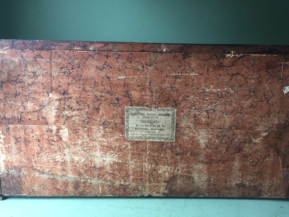 Finely-made and signed Madeiran mid C19th book-carrier in an exotic timber , possibly Andaman padauk. View VIII