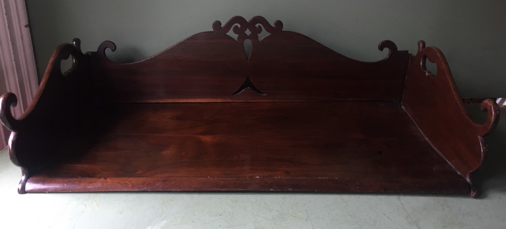 Finely-made and signed Madeiran mid C19th book-carrier in an exotic timber , possibly Andaman padauk. View IV
