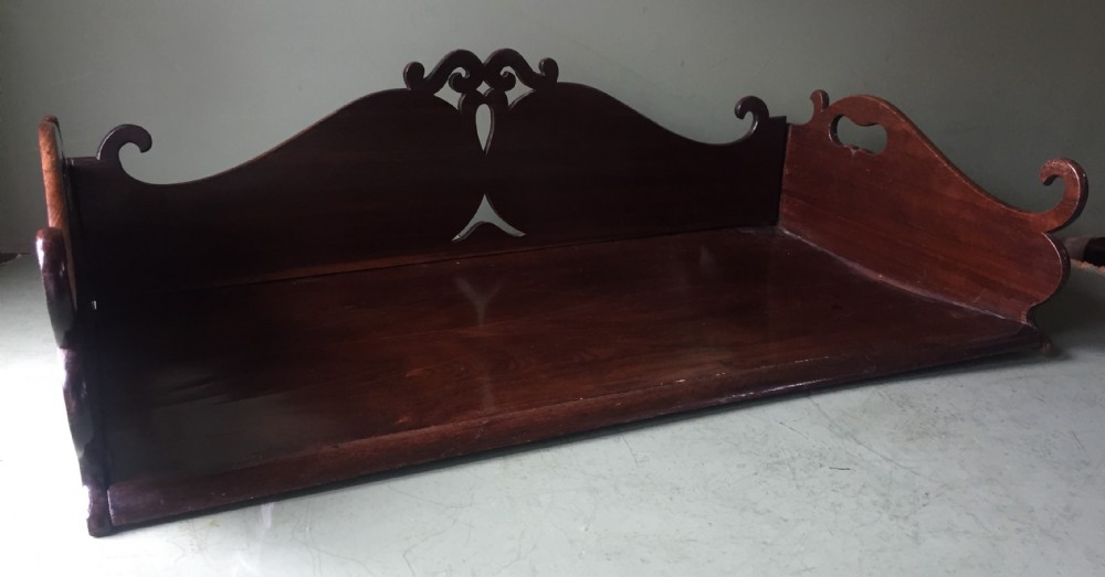 Finely-made and signed Madeiran mid C19th book-carrier in an exotic timber , possibly Andaman padauk. View X