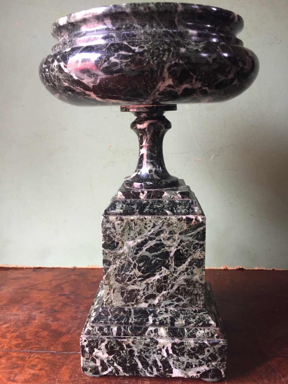 Pair of late C19th Italian 'verde antico ' marble tazzas. View VII