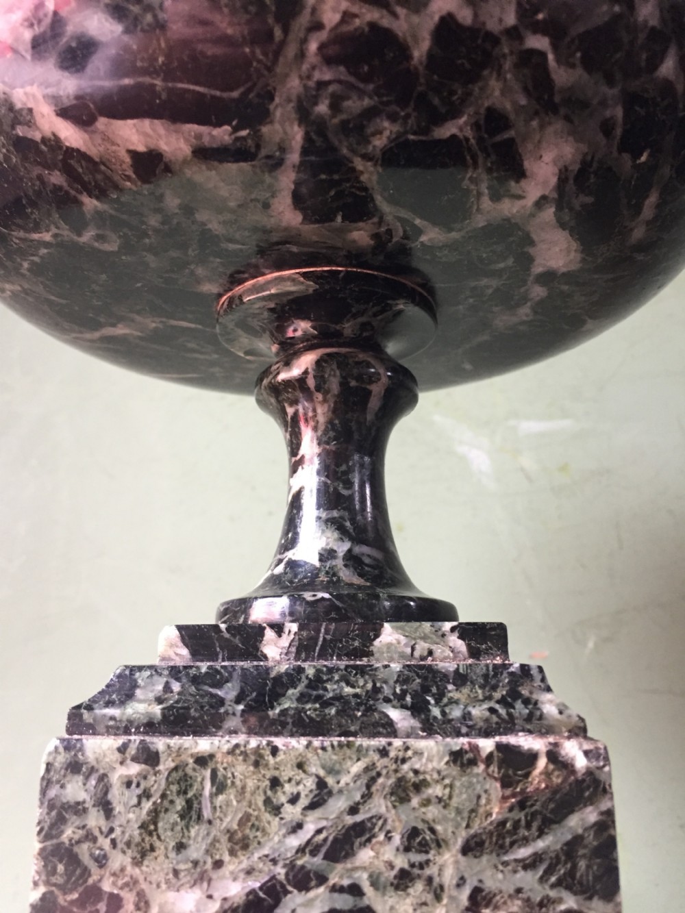 Pair of late C19th Italian 'verde antico ' marble tazzas. View IX