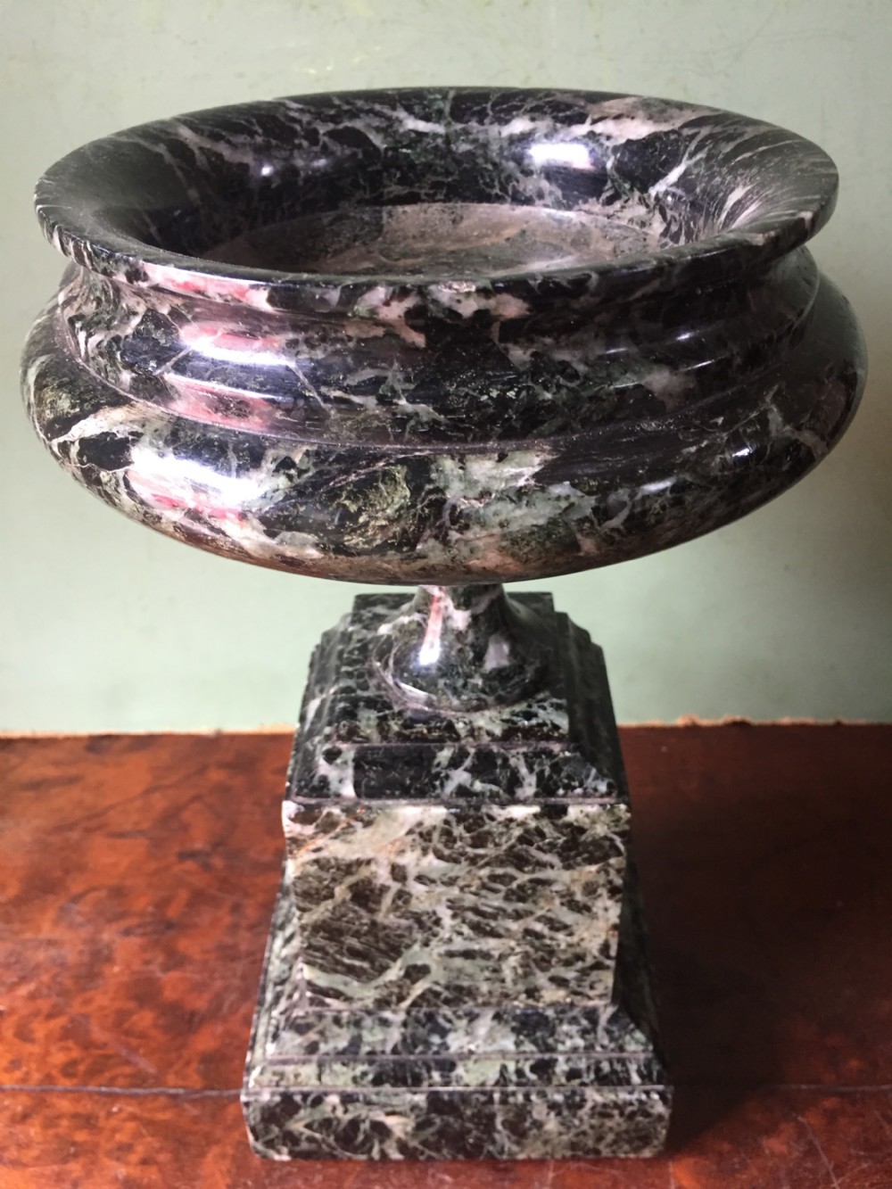 Pair of late C19th Italian 'verde antico ' marble tazzas. View XI
