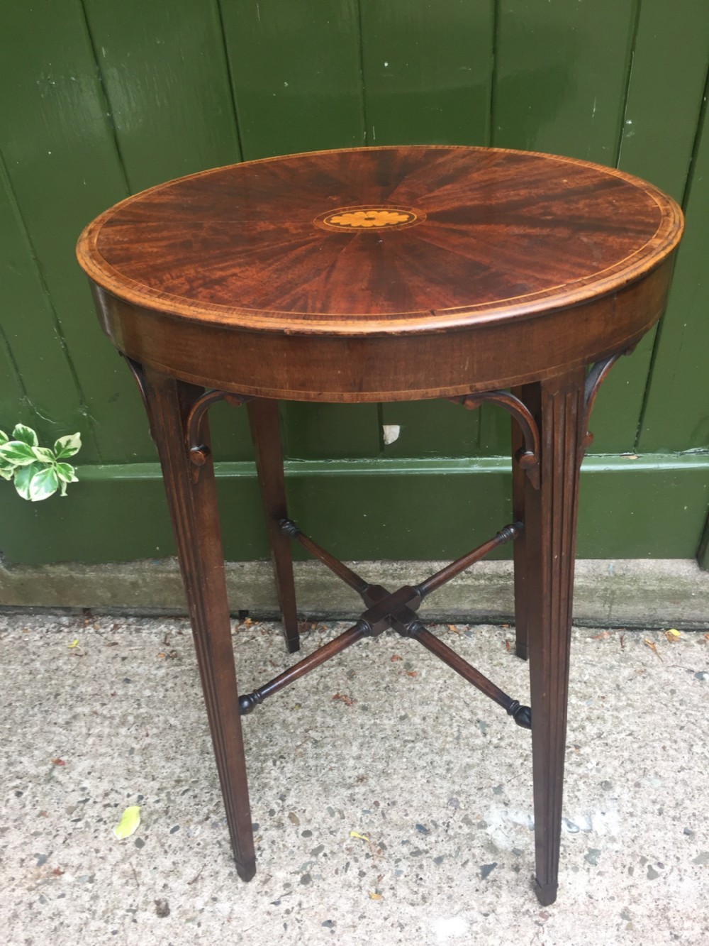 Late C19th George III period style inlaid mahogany urn stand .