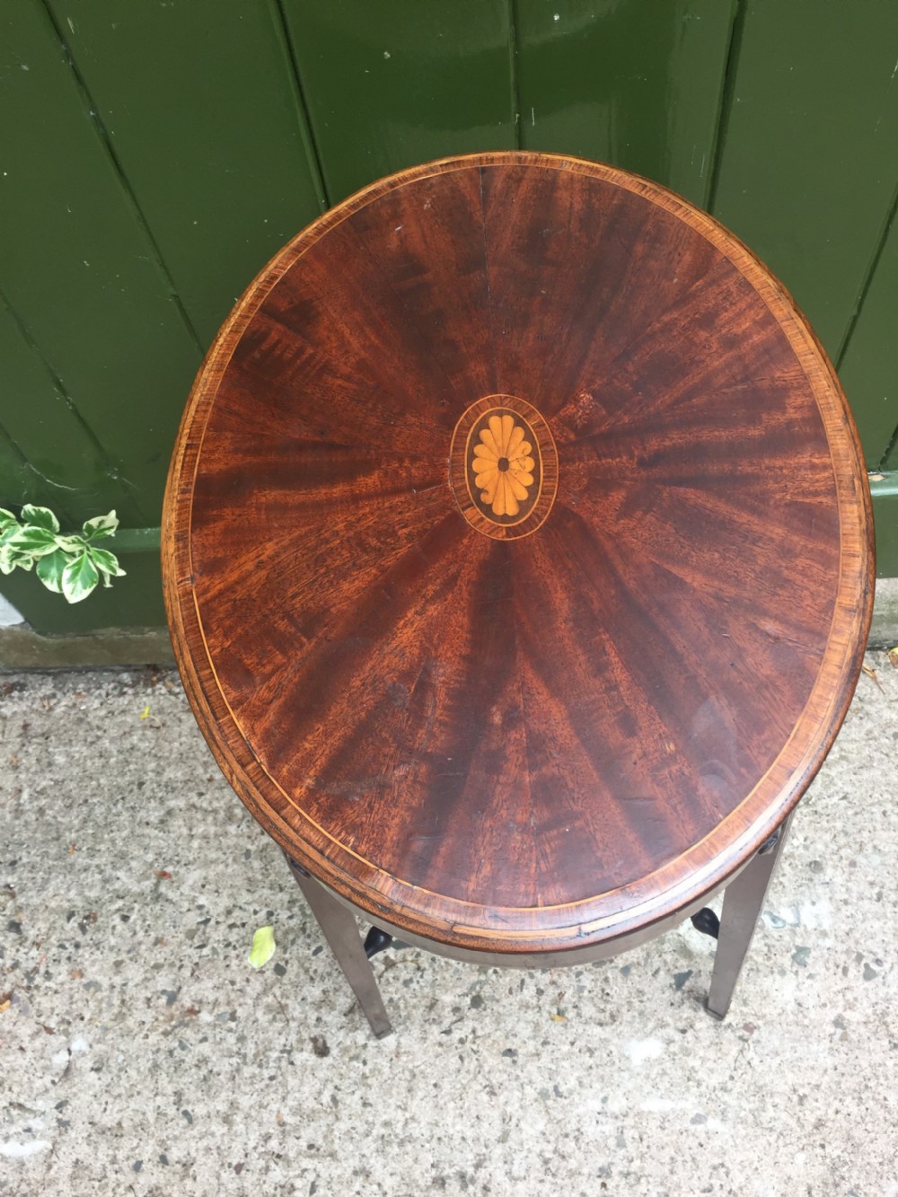 Late C19th George III period style inlaid mahogany urn stand . View III