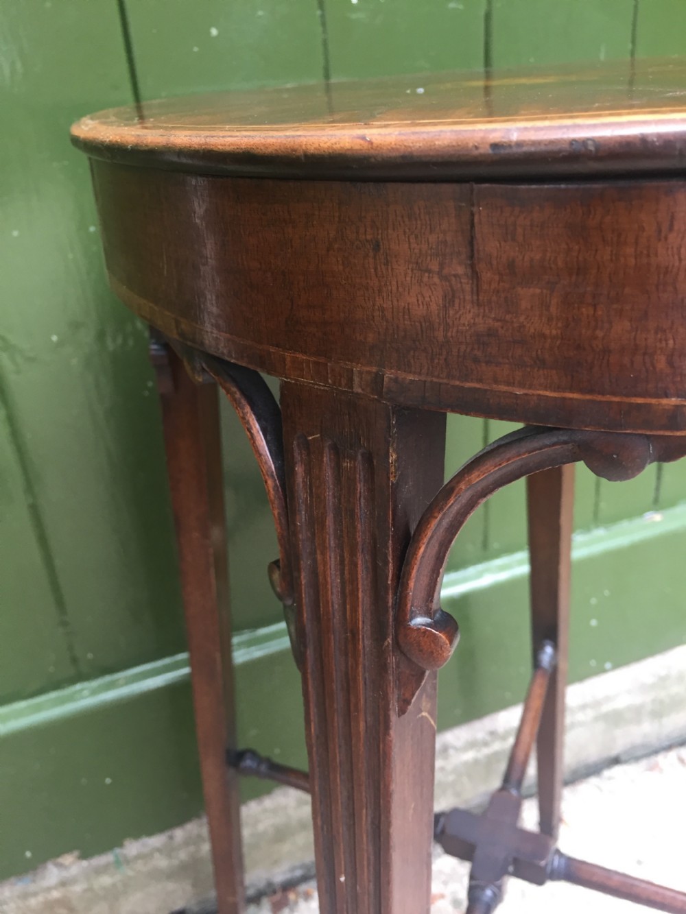 Late C19th George III period style inlaid mahogany urn stand . View IV