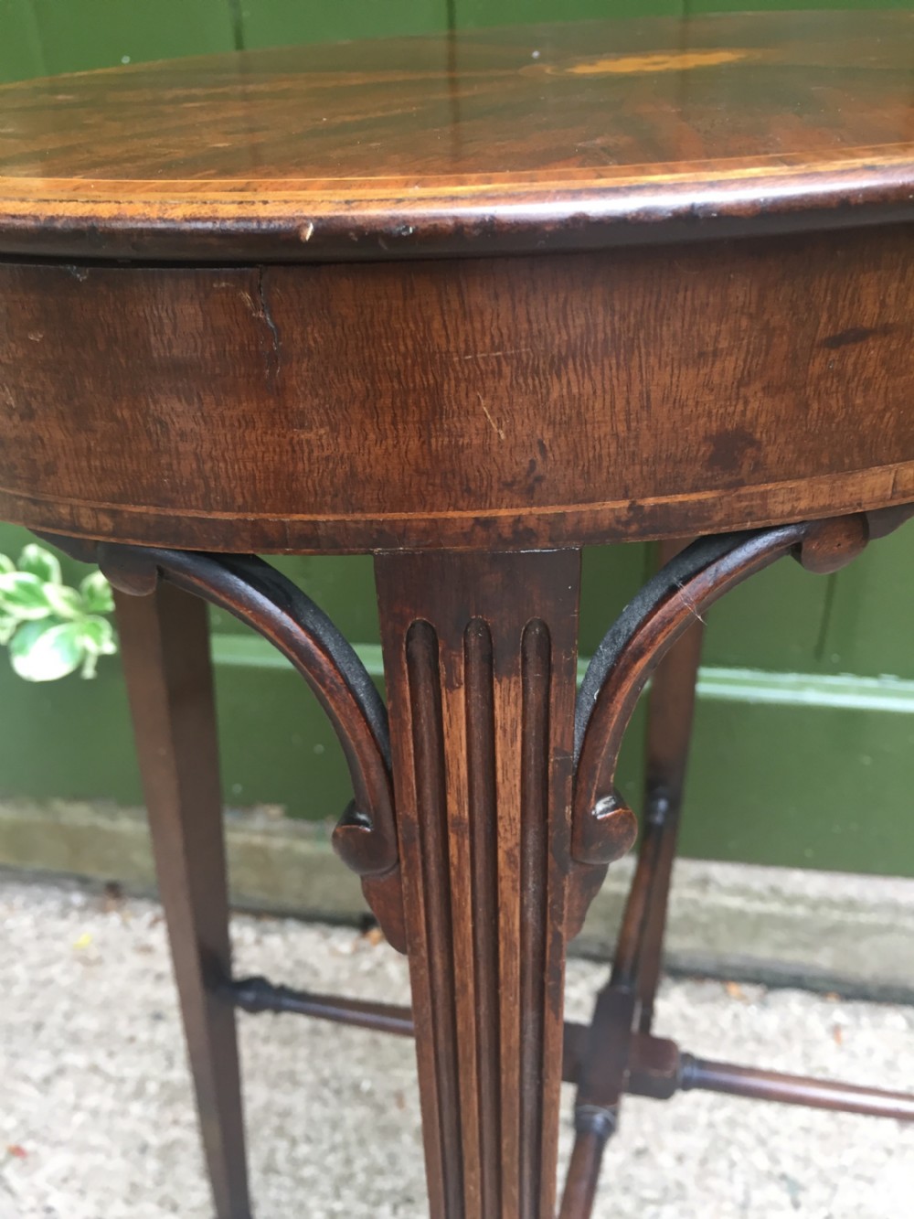 Late C19th George III period style inlaid mahogany urn stand . View V
