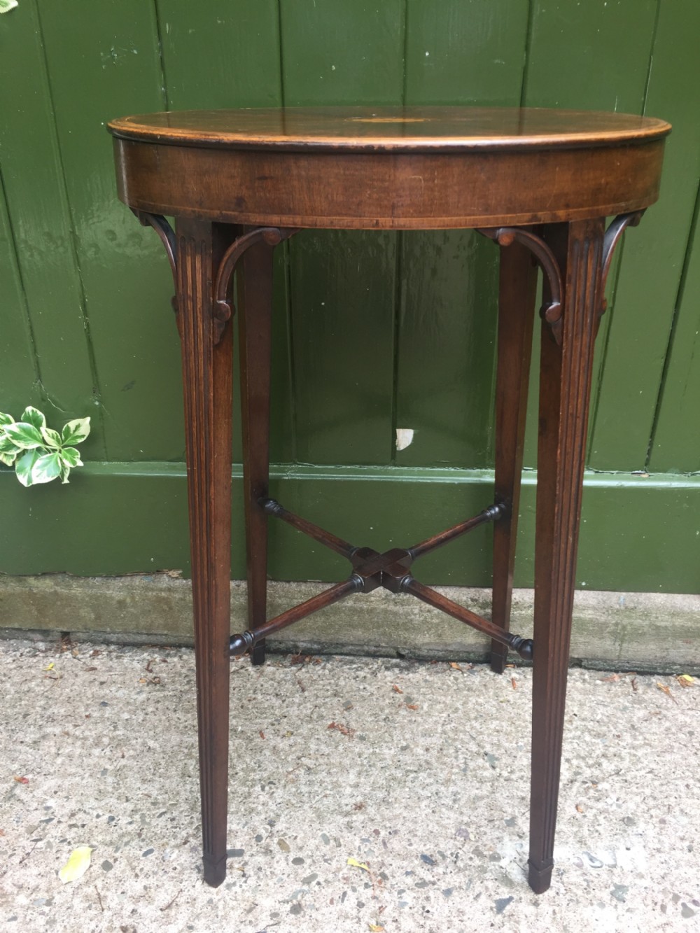 Late C19th George III period style inlaid mahogany urn stand . View VI