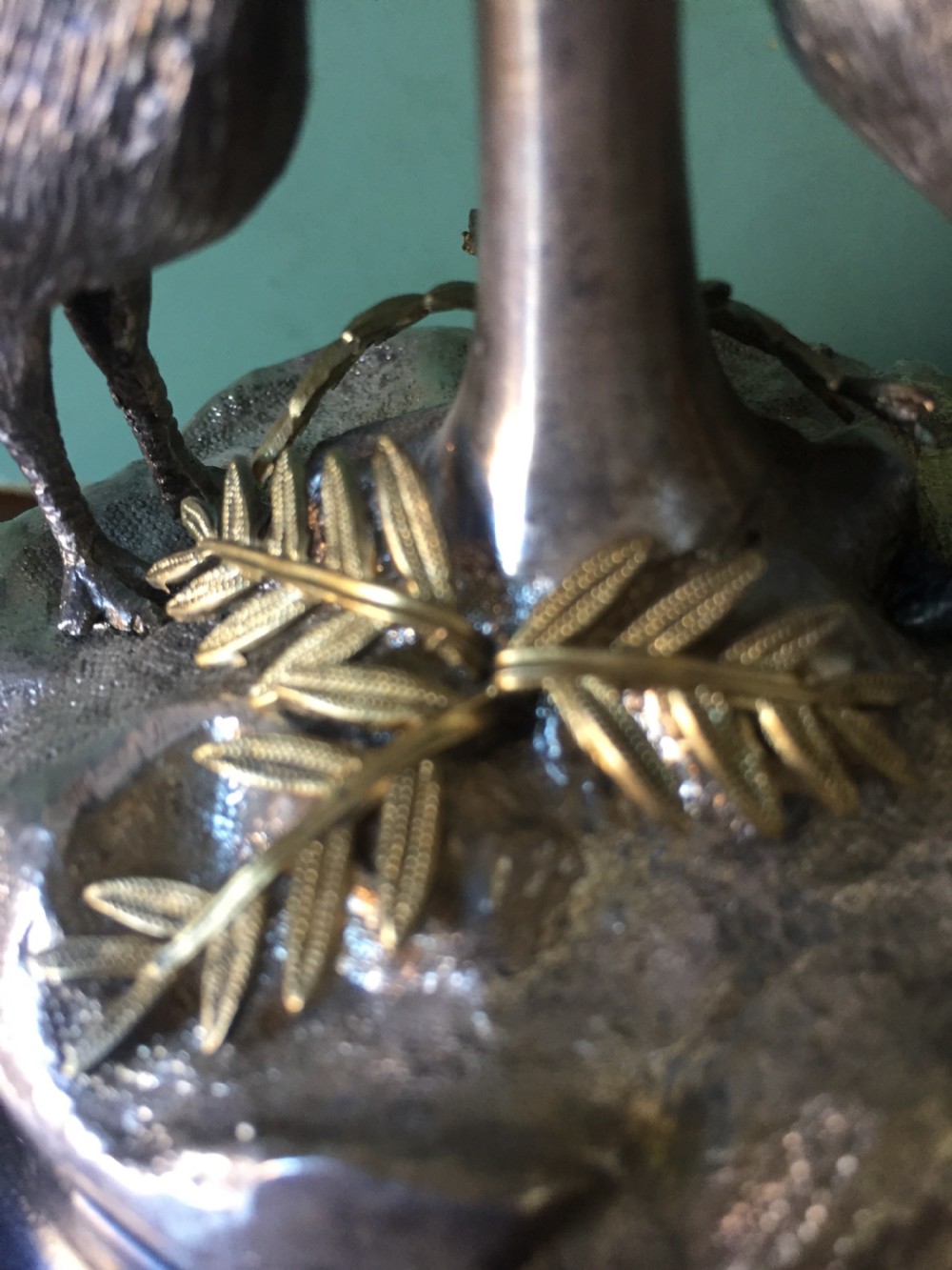 Of Australian interest: Pair of late C19th silver-plated mounted Emu eggs on ebonised socle bases. View XIV