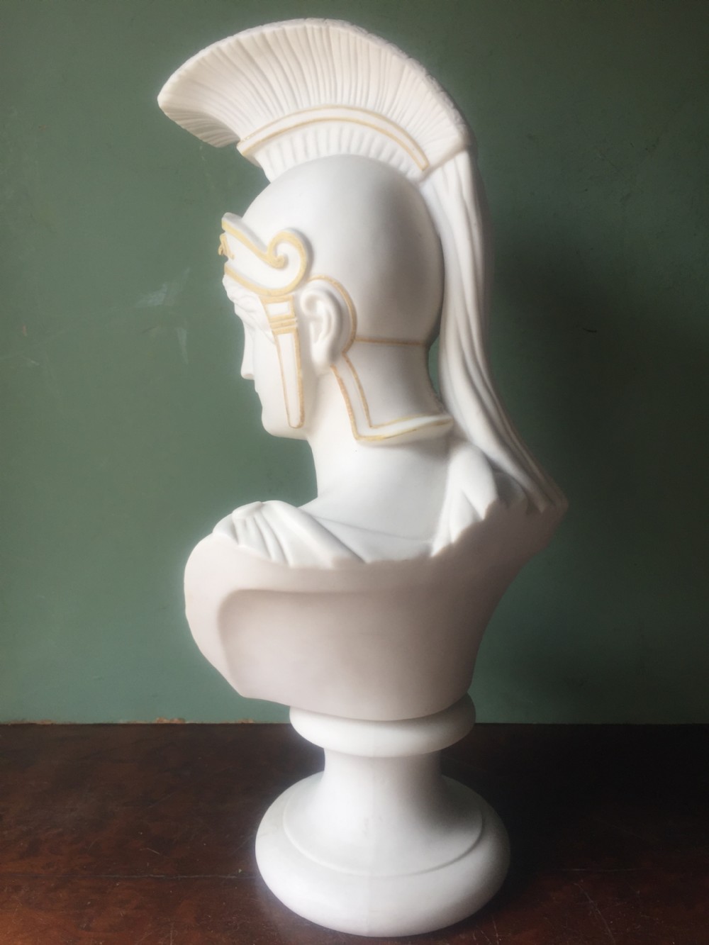 Fine quality C19th parian-ware bust study of Achilles ,hero of the Trojan wars in Greek Mythology . View III