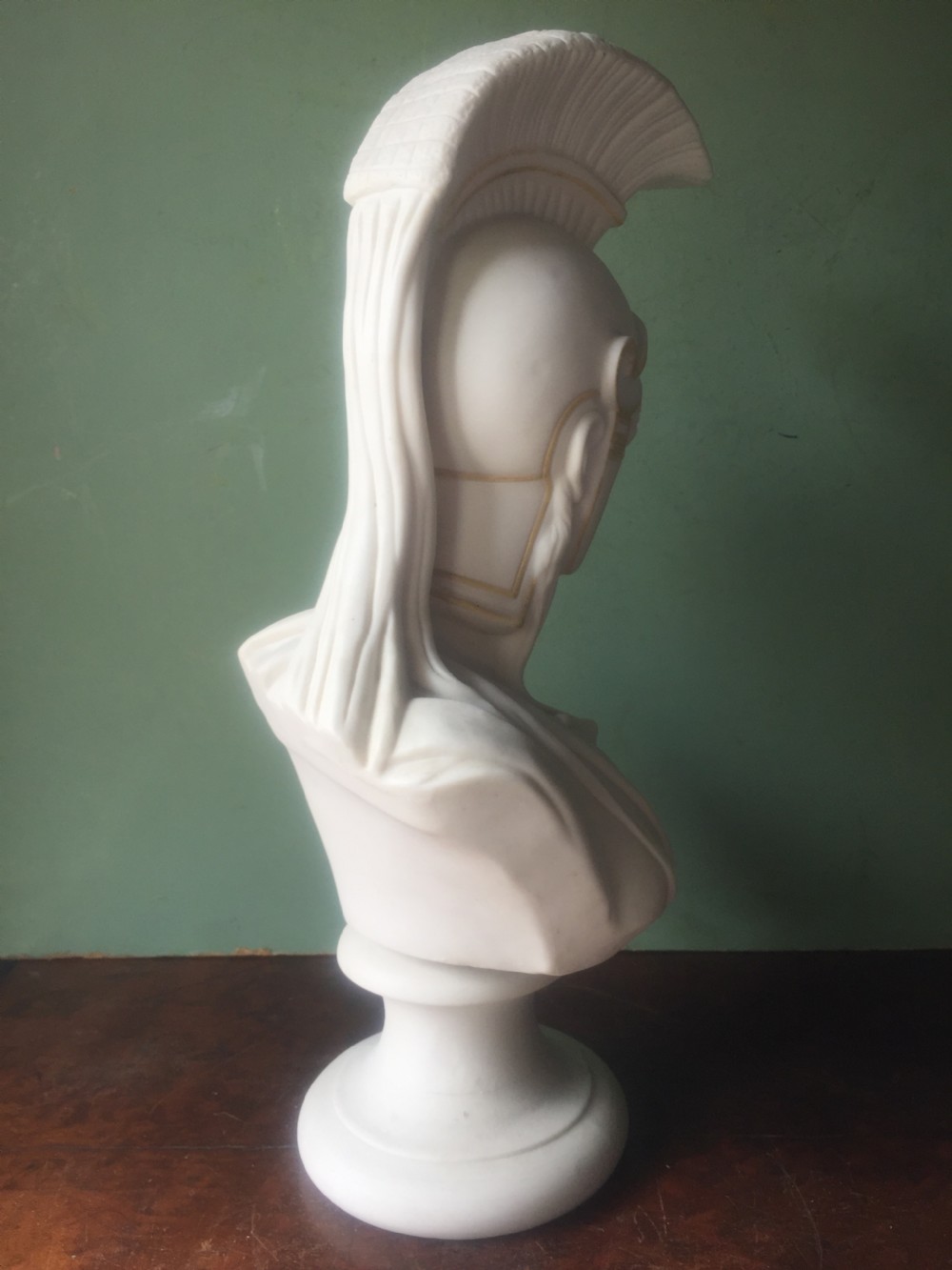 Fine quality C19th parian-ware bust study of Achilles ,hero of the Trojan wars in Greek Mythology . View VI