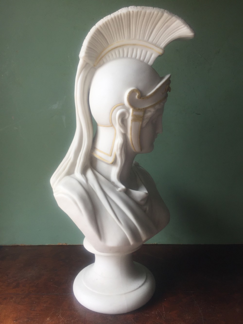 Fine quality C19th parian-ware bust study of Achilles ,hero of the Trojan wars in Greek Mythology . View VII