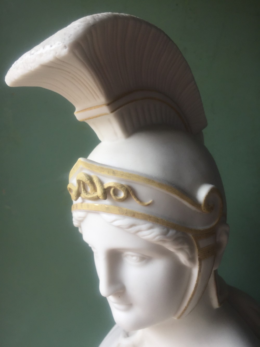 Fine quality C19th parian-ware bust study of Achilles ,hero of the Trojan wars in Greek Mythology . View X