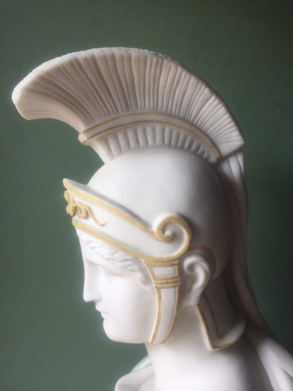 Fine quality C19th parian-ware bust study of Achilles ,hero of the Trojan wars in Greek Mythology . View XI