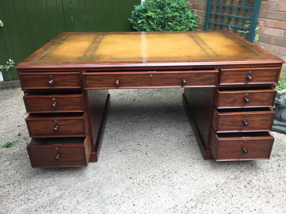 Superb documented early C19th mahogany double-sided 'partners' desk by M.Willson , London. View IV