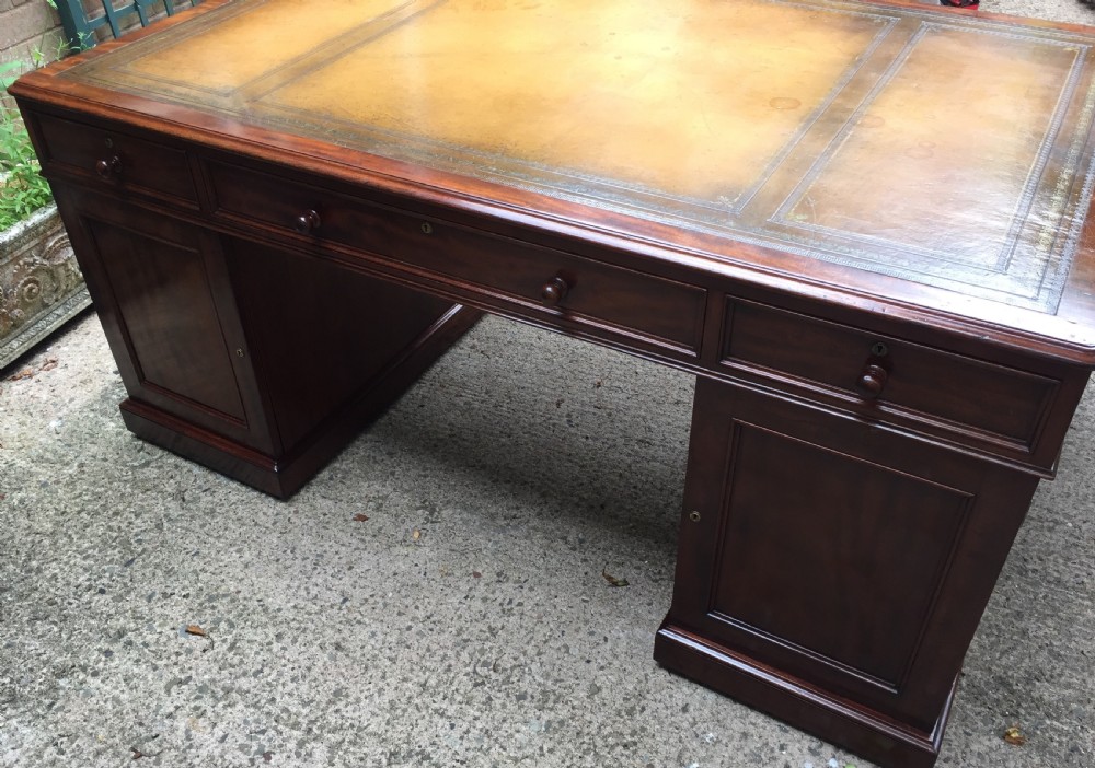 Superb documented early C19th mahogany double-sided 'partners' desk by M.Willson , London. View V