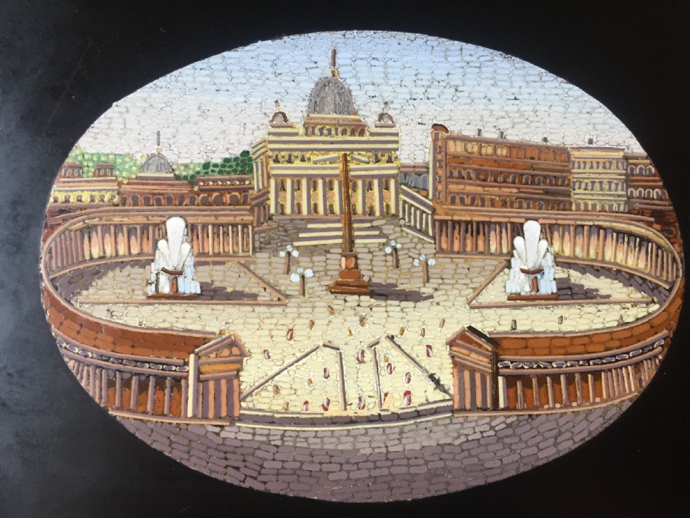 Fine C19th Italian marble 'Grand  Tour' souvenir paperweight with inset micro-mosaic panel. View III