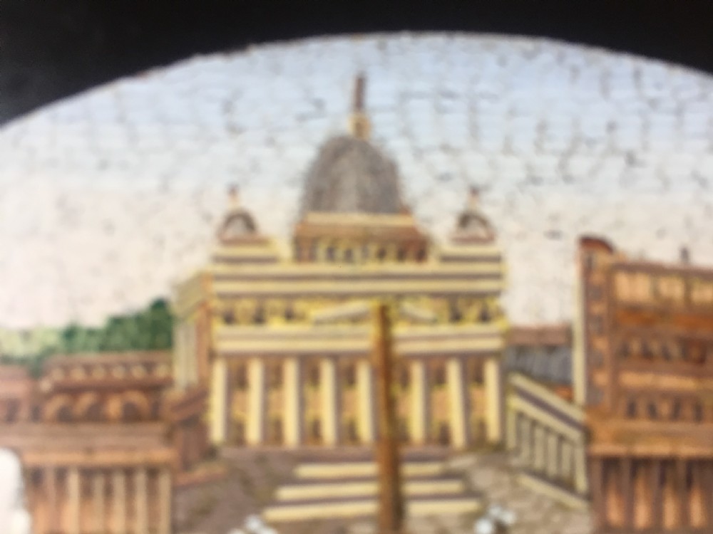 Fine C19th Italian marble 'Grand  Tour' souvenir paperweight with inset micro-mosaic panel. View VII