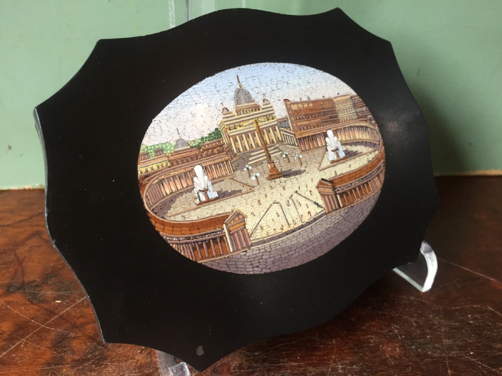 Fine C19th Italian marble 'Grand  Tour' souvenir paperweight with inset micro-mosaic panel. View IX