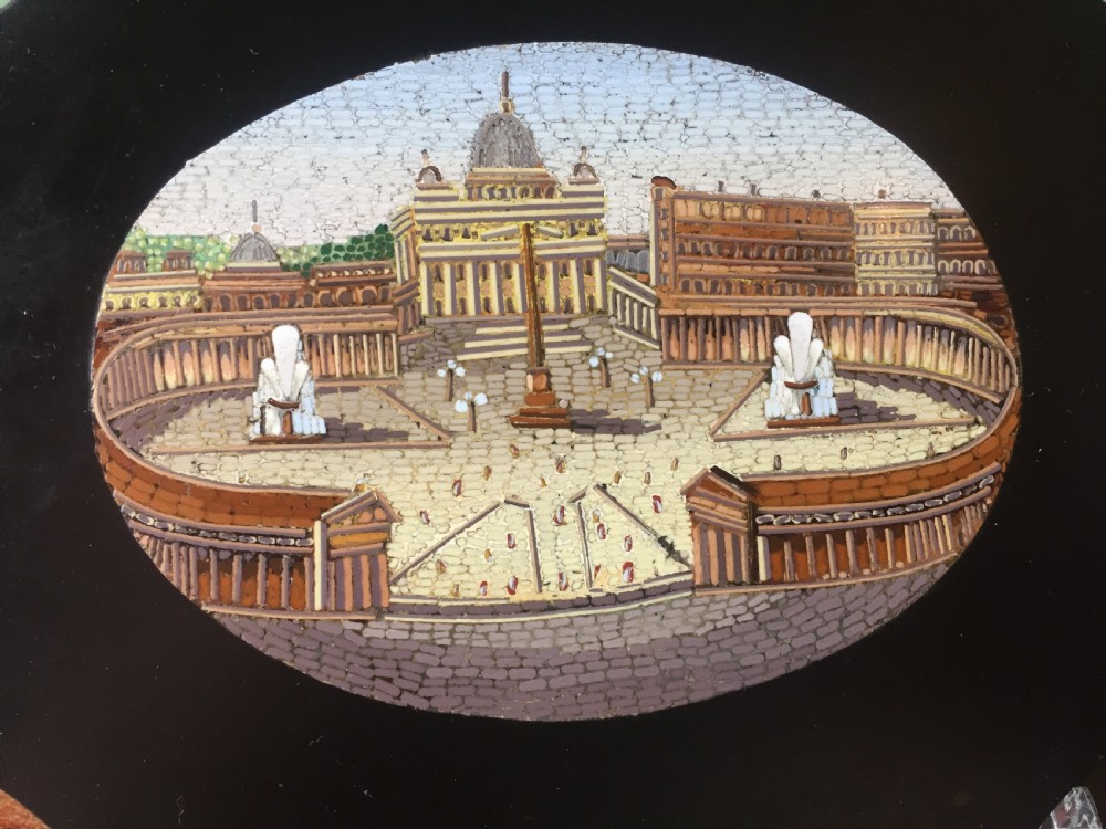Fine C19th Italian marble 'Grand  Tour' souvenir paperweight with inset micro-mosaic panel. View X