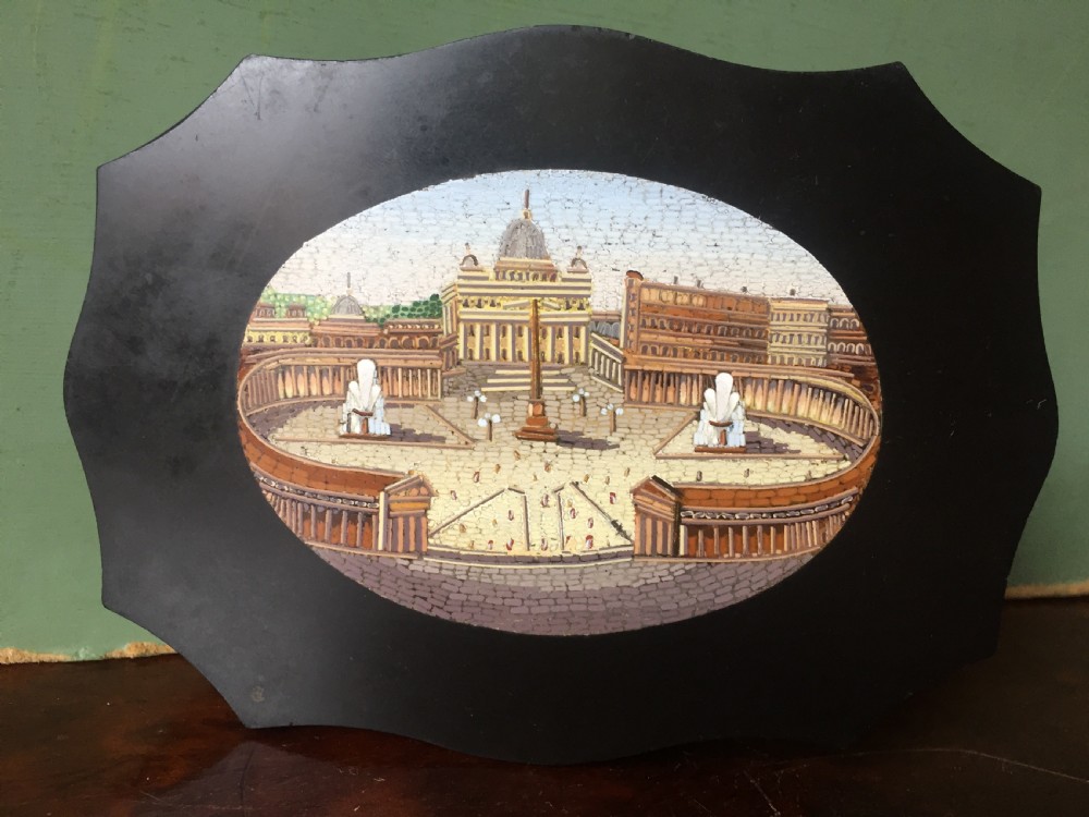 Fine C19th Italian marble 'Grand  Tour' souvenir paperweight with inset micro-mosaic panel. View XIII