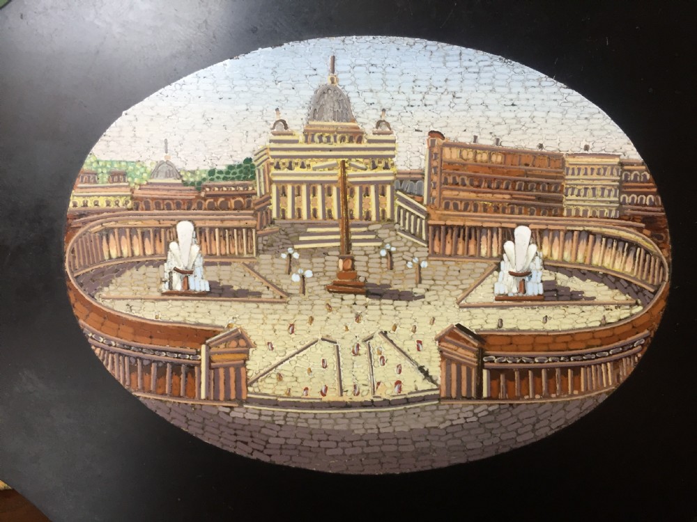 Fine C19th Italian marble 'Grand  Tour' souvenir paperweight with inset micro-mosaic panel. View XIV