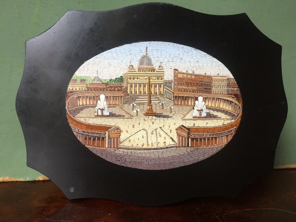 Fine C19th Italian marble 'Grand  Tour' souvenir paperweight with inset micro-mosaic panel. View XV