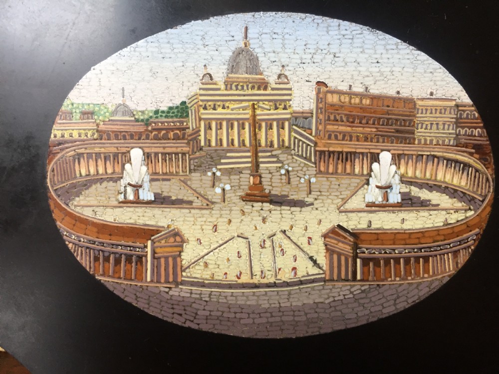 Fine C19th Italian marble 'Grand  Tour' souvenir paperweight with inset micro-mosaic panel. View XVI