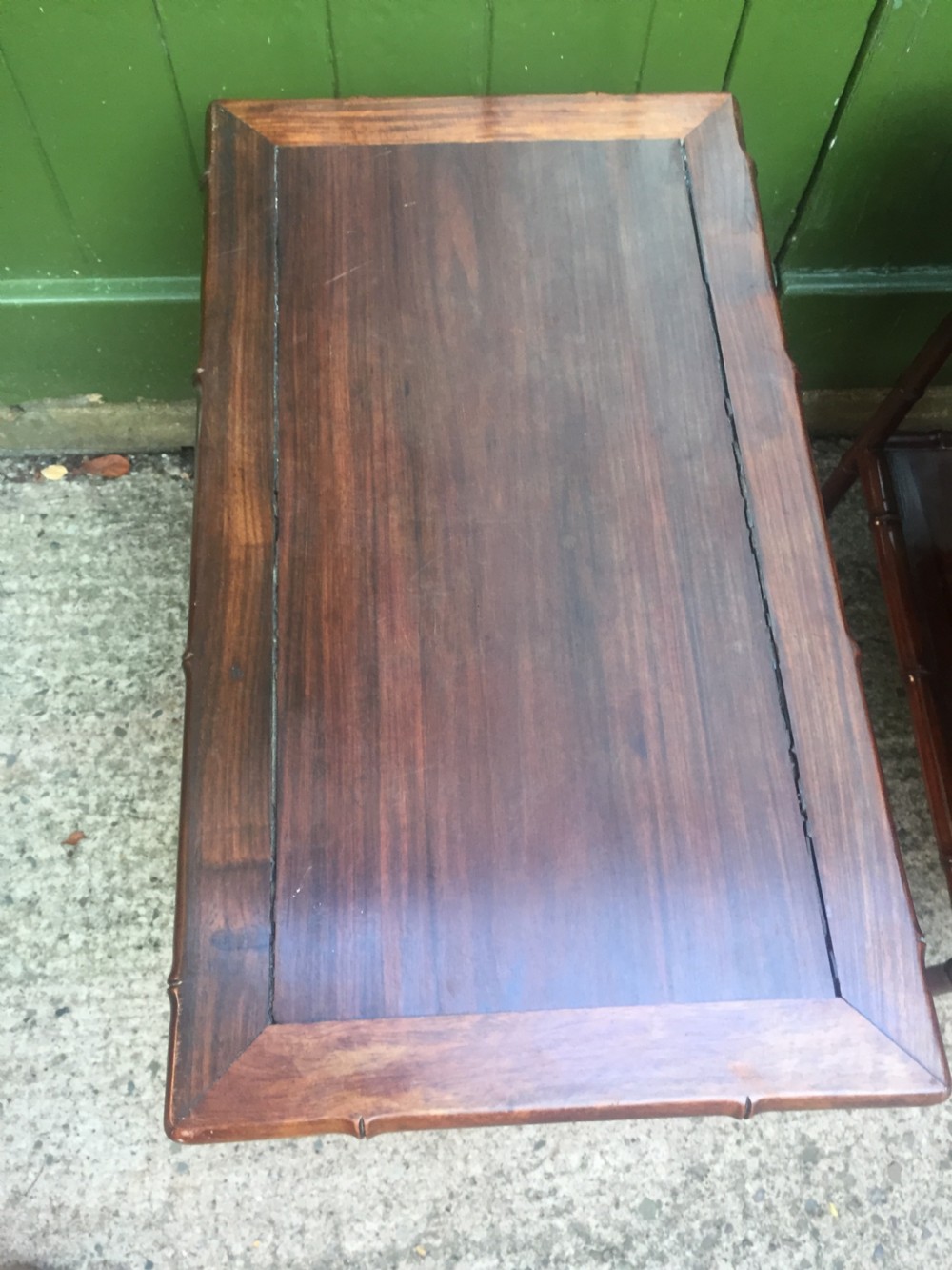 Pair of early C20th Chinese carved hardwood 2-tier end or occasional tables . View VI