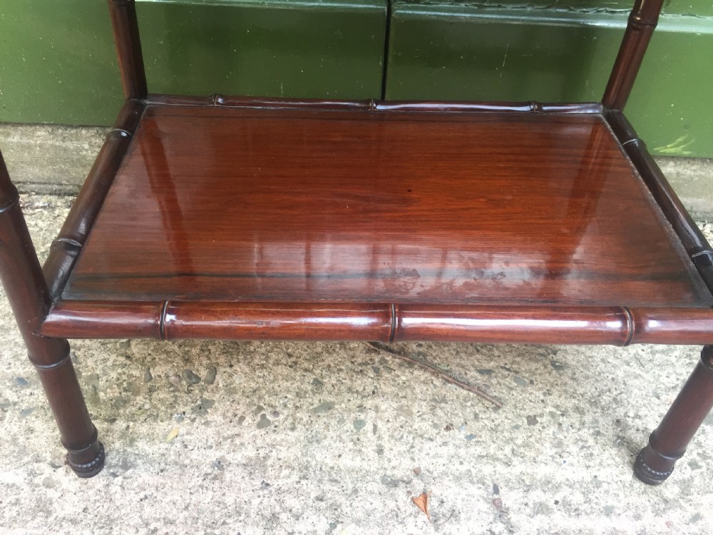 Pair of early C20th Chinese carved hardwood 2-tier end or occasional tables . View IX
