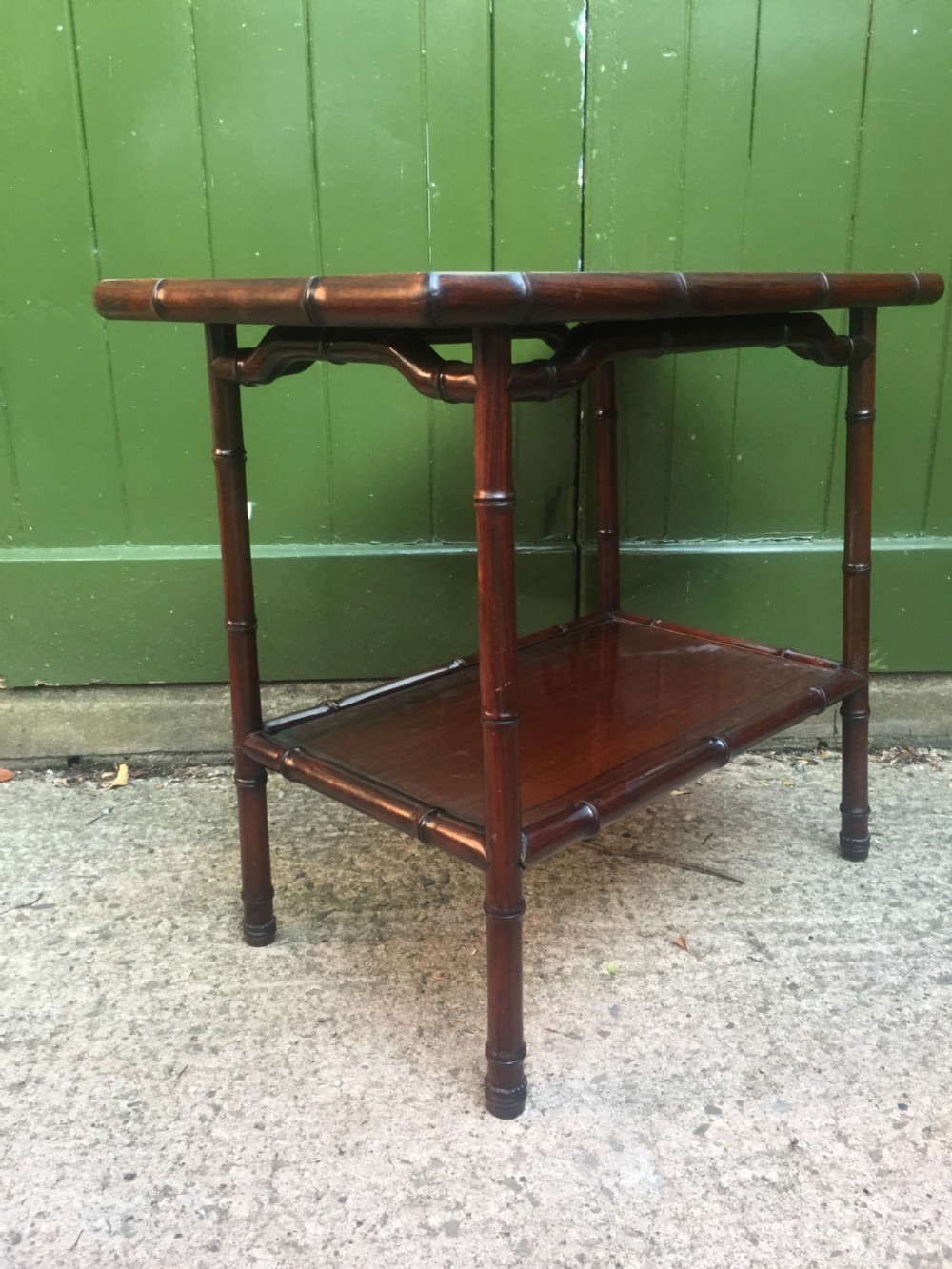 Pair of early C20th Chinese carved hardwood 2-tier end or occasional tables . View XV