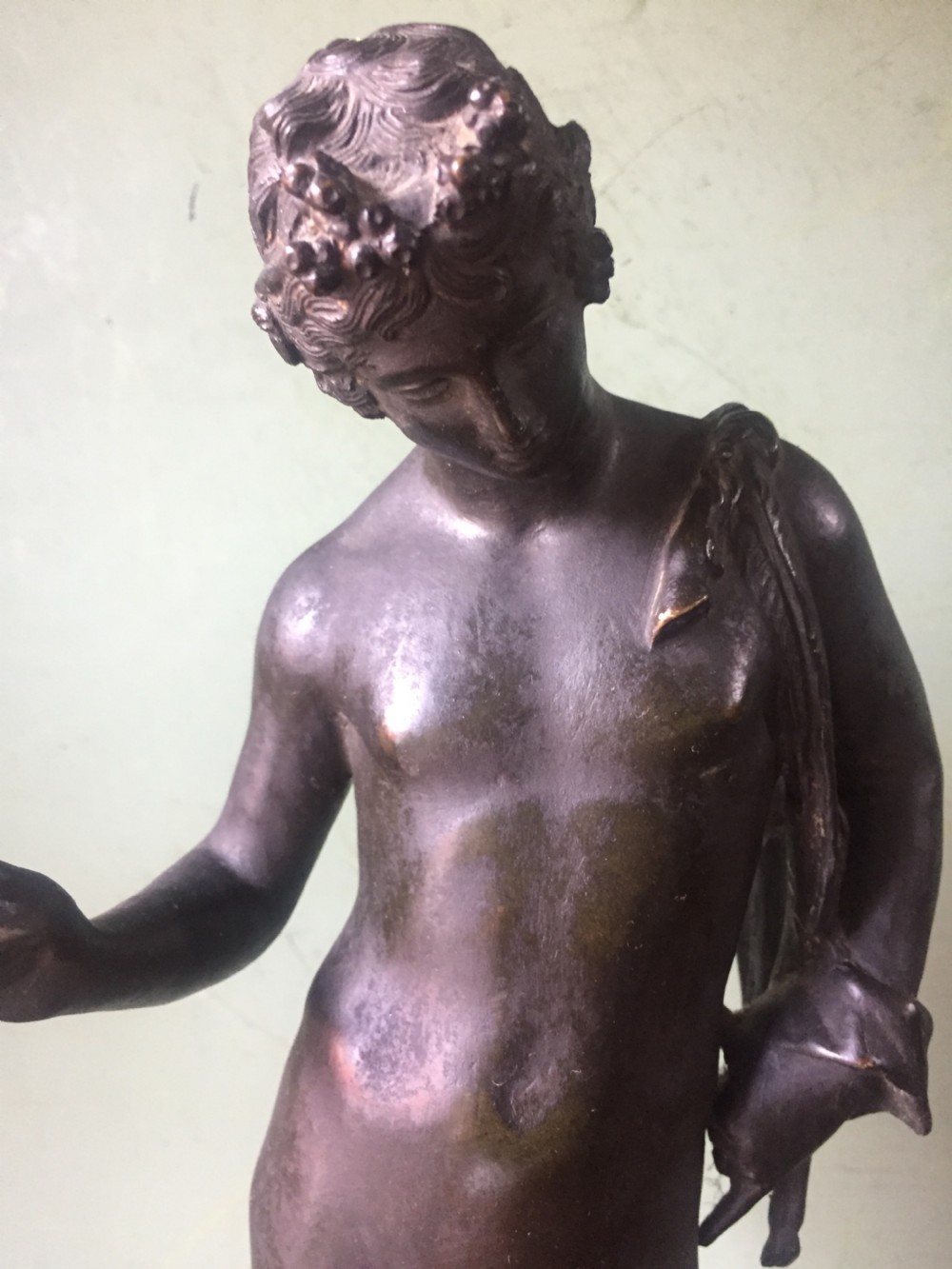 C19th Italian  'Grand Tour' souvenir classical bronze sculpture, after the antique, of Dionysus known as 