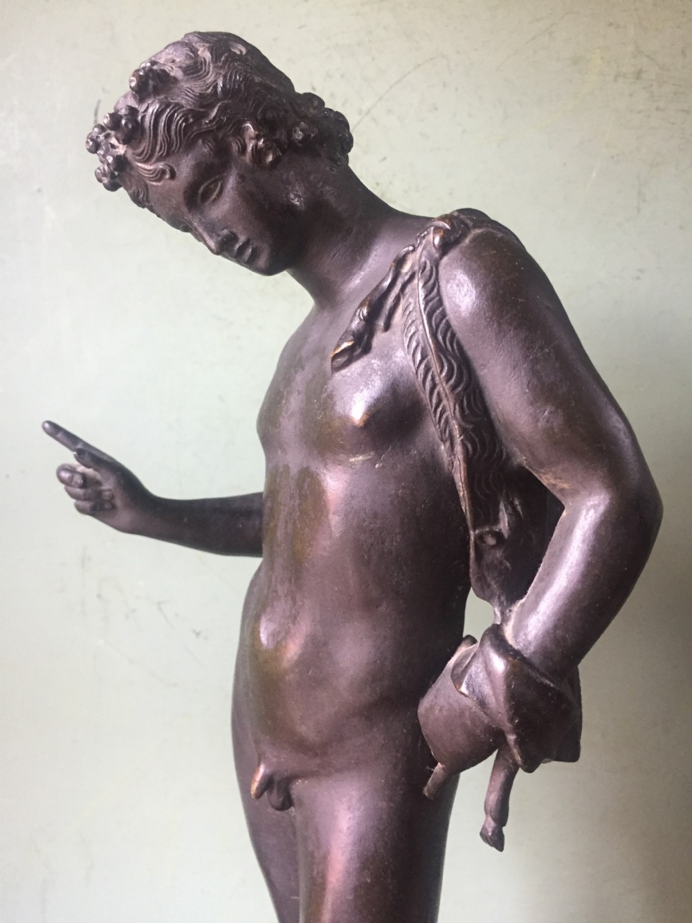 C19th Italian  'Grand Tour' souvenir classical bronze sculpture, after the antique, of Dionysus known as 