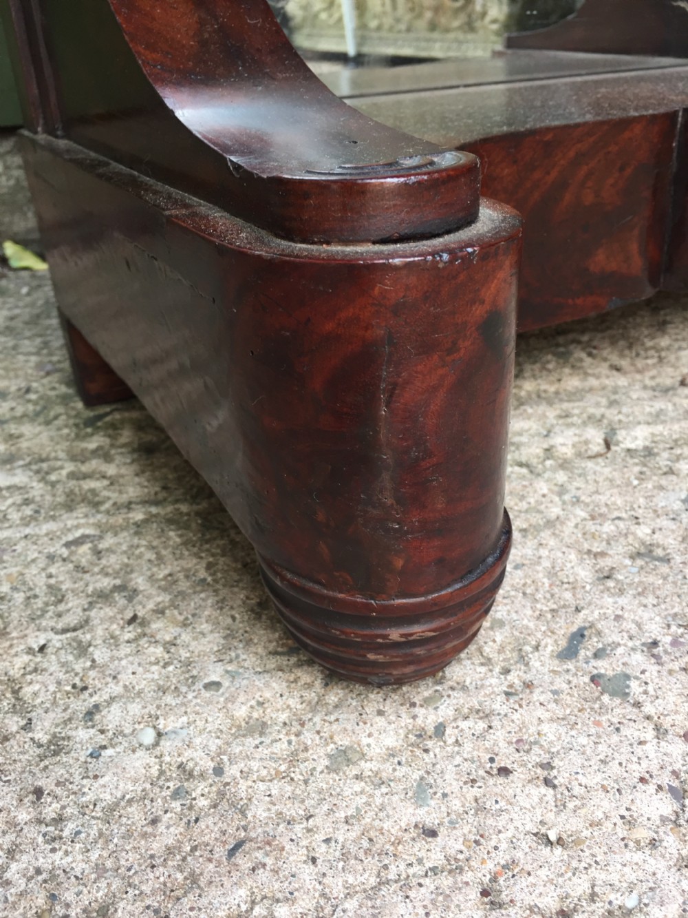 Early C19th French Charles X period marble-topped mahogany console or pier table of small proportions. View V