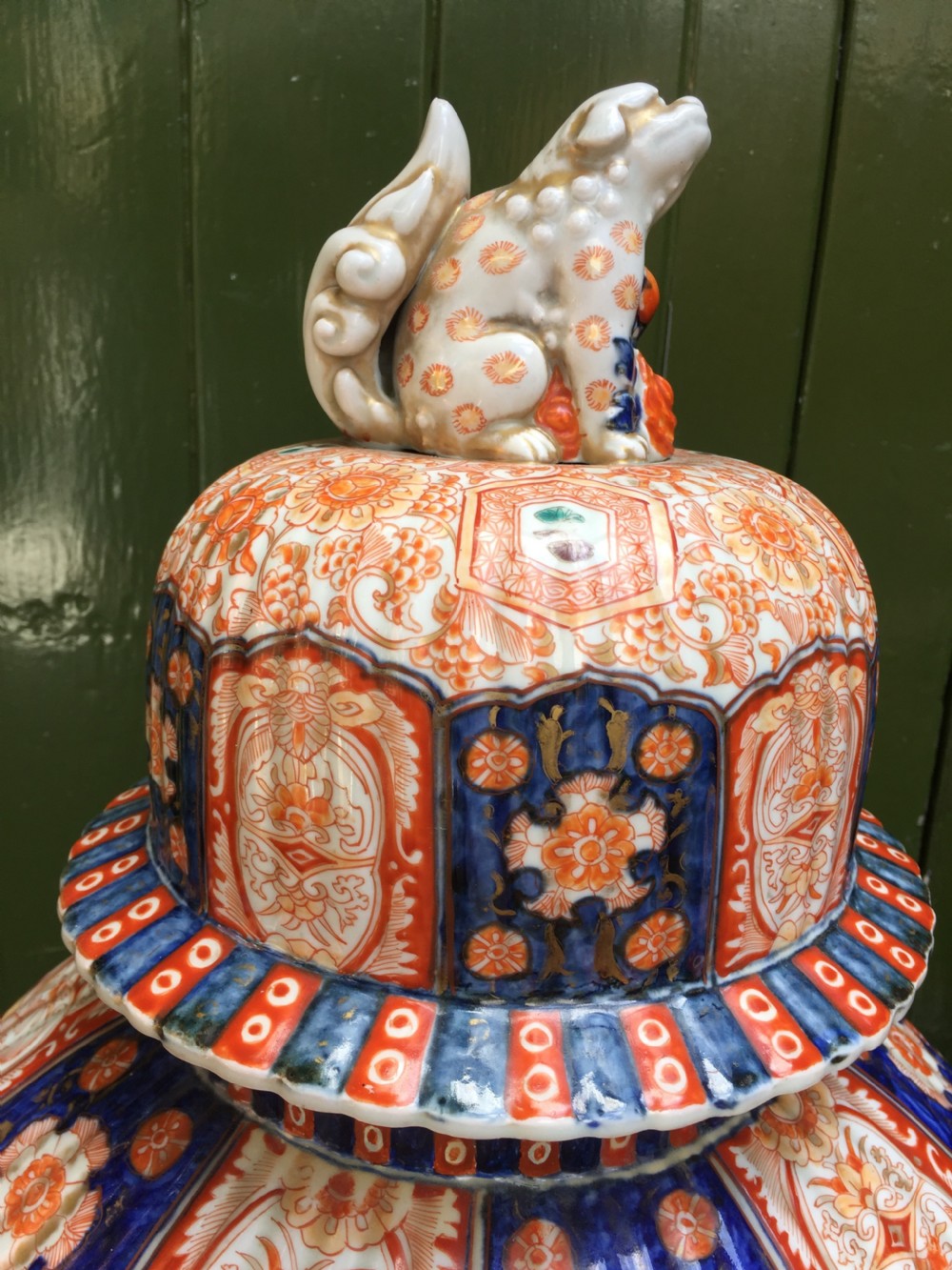 Superbly decorated pair of large C19th Japanese Imari porcelain vases. View IV