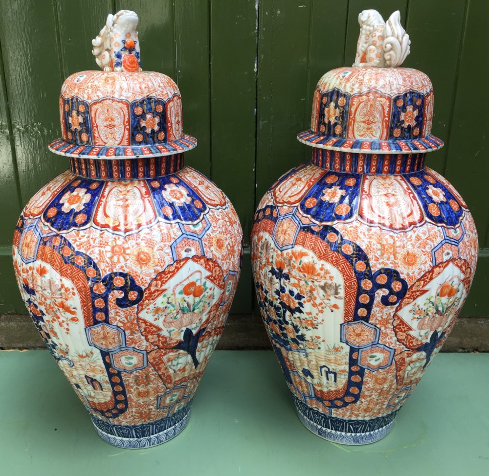 Superbly decorated pair of large C19th Japanese Imari porcelain vases. View VIII