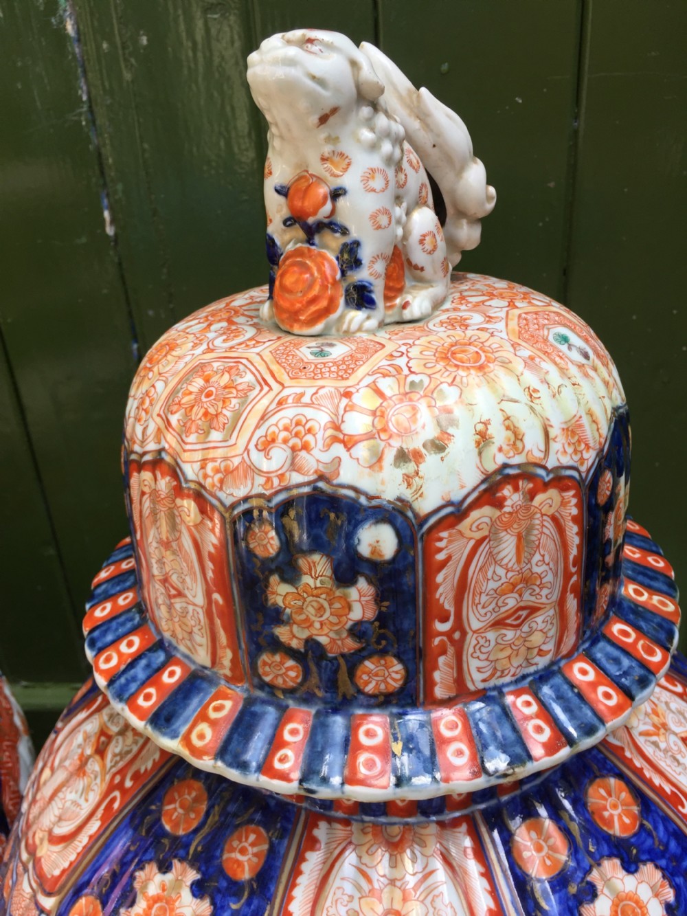 Superbly decorated pair of large C19th Japanese Imari porcelain vases. View IX
