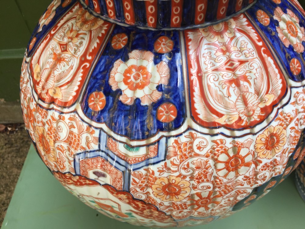 Superbly decorated pair of large C19th Japanese Imari porcelain vases. View XV