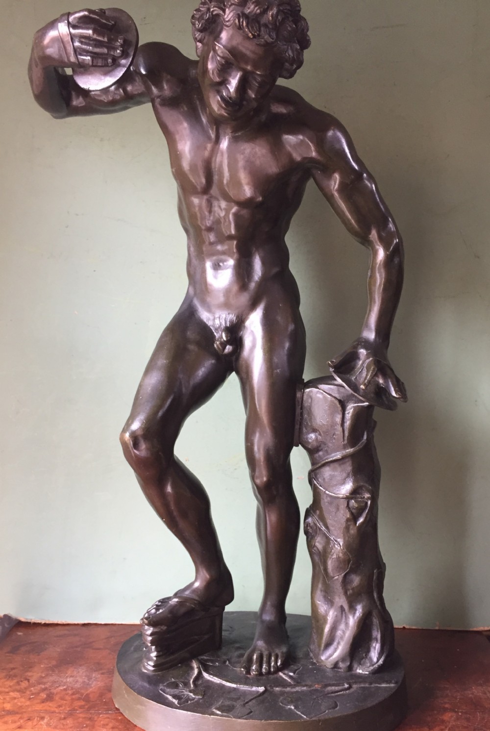 C19th 'Grand Tour' souvenir bronze statue, after the antique, 