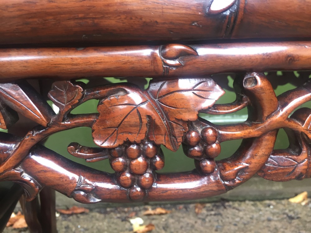 Superior quality late C19th Chinese Qing Dynasty carved hardwood 'kang' table in the form of a miniature altar table . View VI