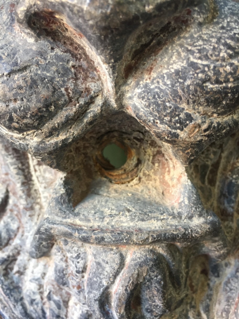Well cast and patinated mid C19th lead lion's-mask wall-fountain head . View VIII